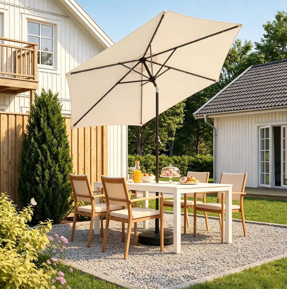 redom stokparasol met led verlichting rond kantelbaar 30°