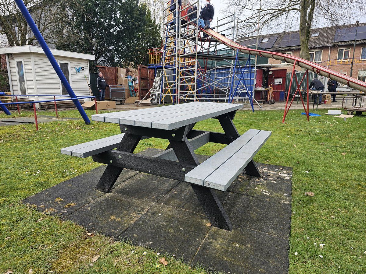 rekupro kunststof picknicktafel massief recycle kunststof 180x135cm