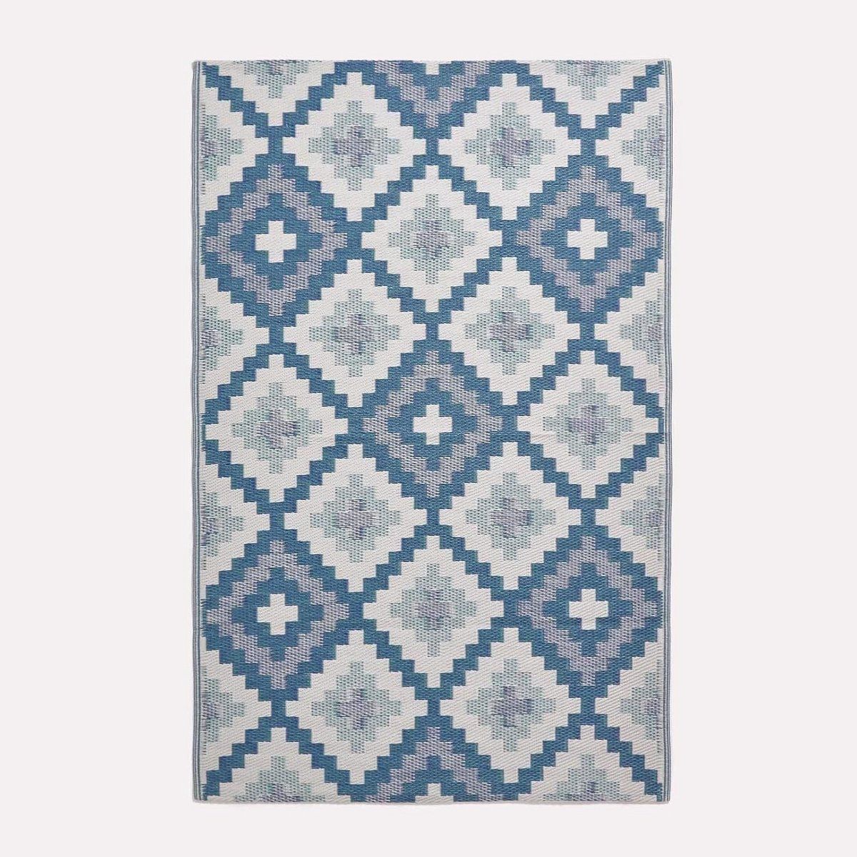 reversible buitenkleed blauw patroon weerbestendig tuinkleed 150×240 cm