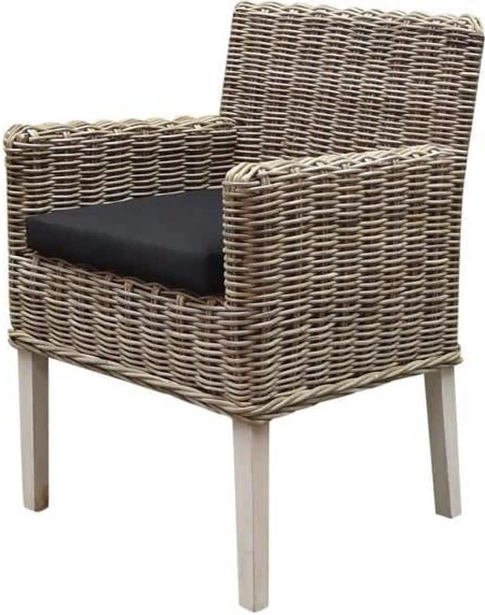 reyhan dining tuinstoel naturel rotan olefin black