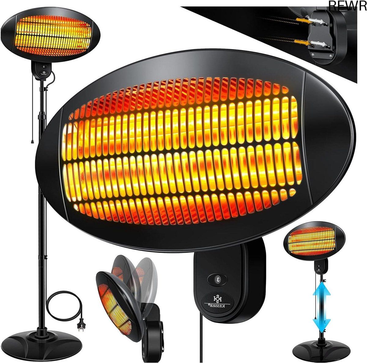 rfwr® infraroodverwarming 2000 watt verstelbare standkachel en patio verwarmer