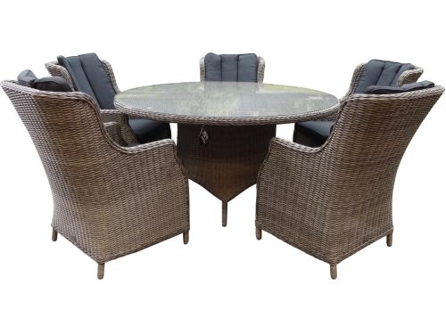 Riccione Darwin dining tuinset 150 cm rond 6 delig grijs