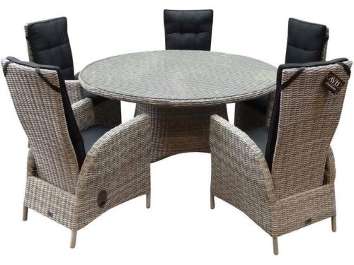 Riccione Menorca dining tuinset 150 cm rond verstelbaar 6 delig
