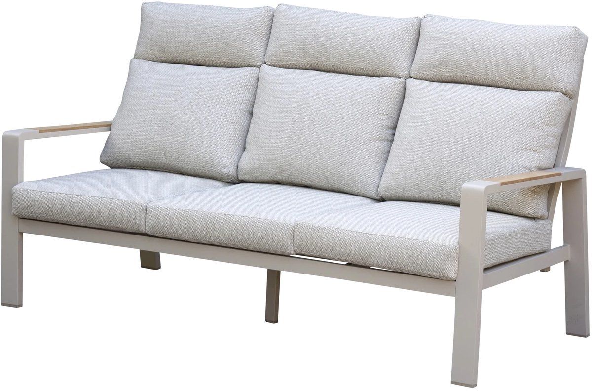 ripasso 3 zitsbank latte zand aluminium teak