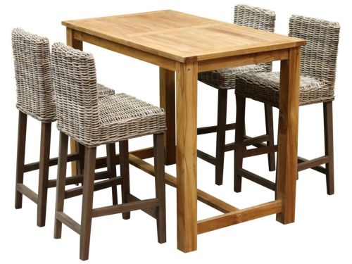 Rita barset 135x80xH105 cm 5-delig teak naturel rotan