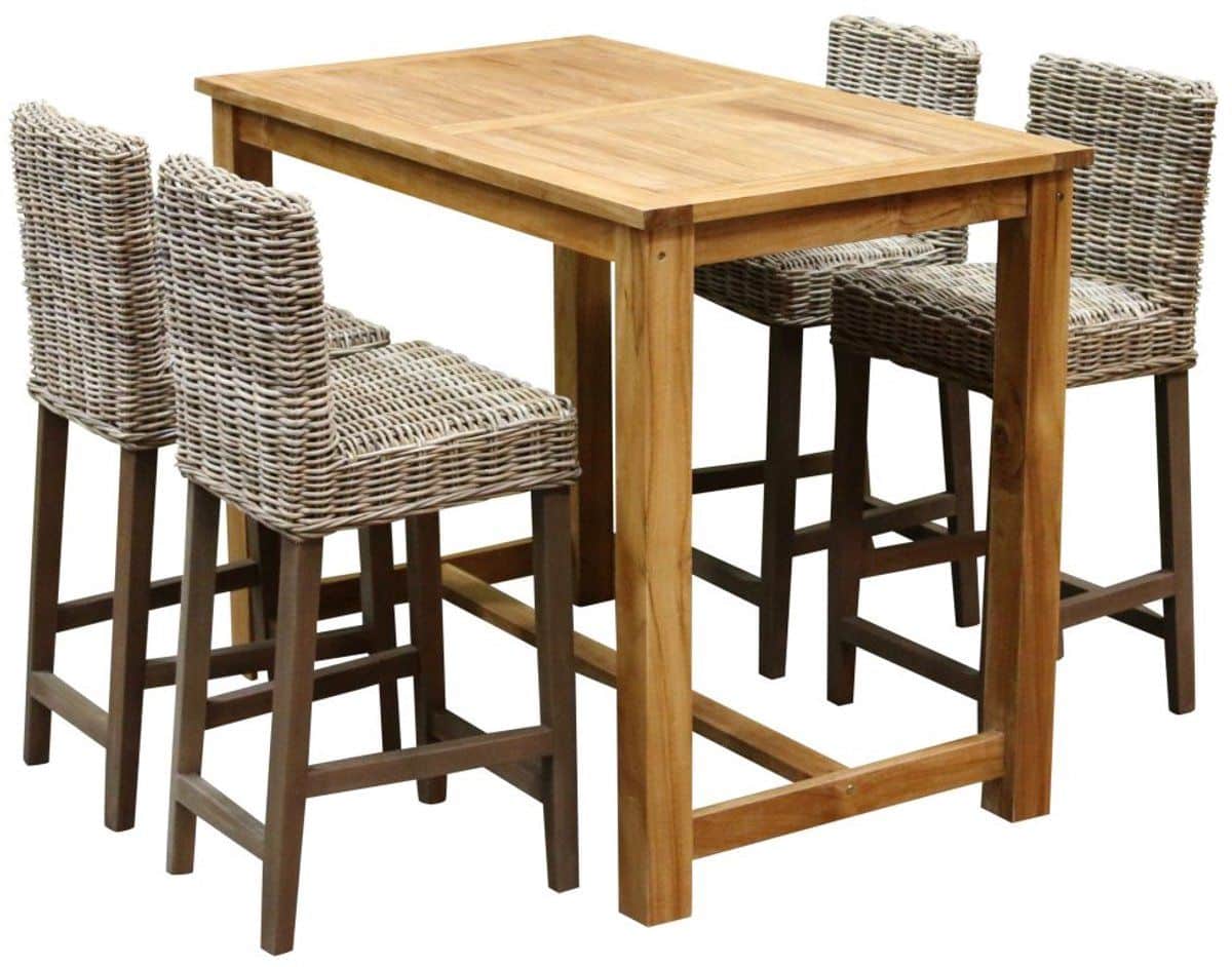 rita barset 135x80xh105 cm 5 delig teak naturel rotan