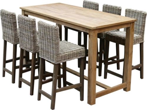 Rita barset 180x80xH105 cm 7-delig naturel rotan teak