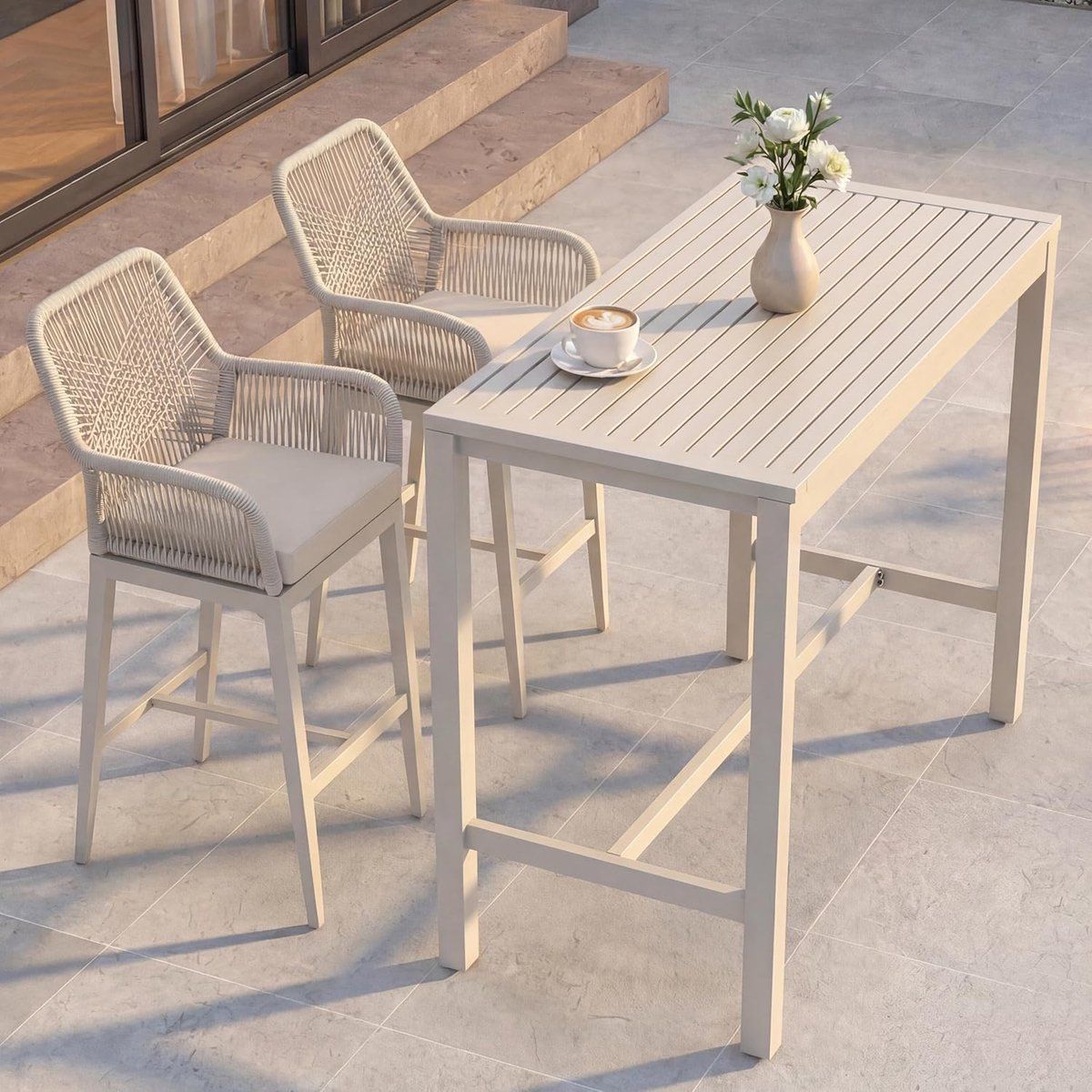 riviera rope luxe 3 delige outdoor barset met 2 barkrukken