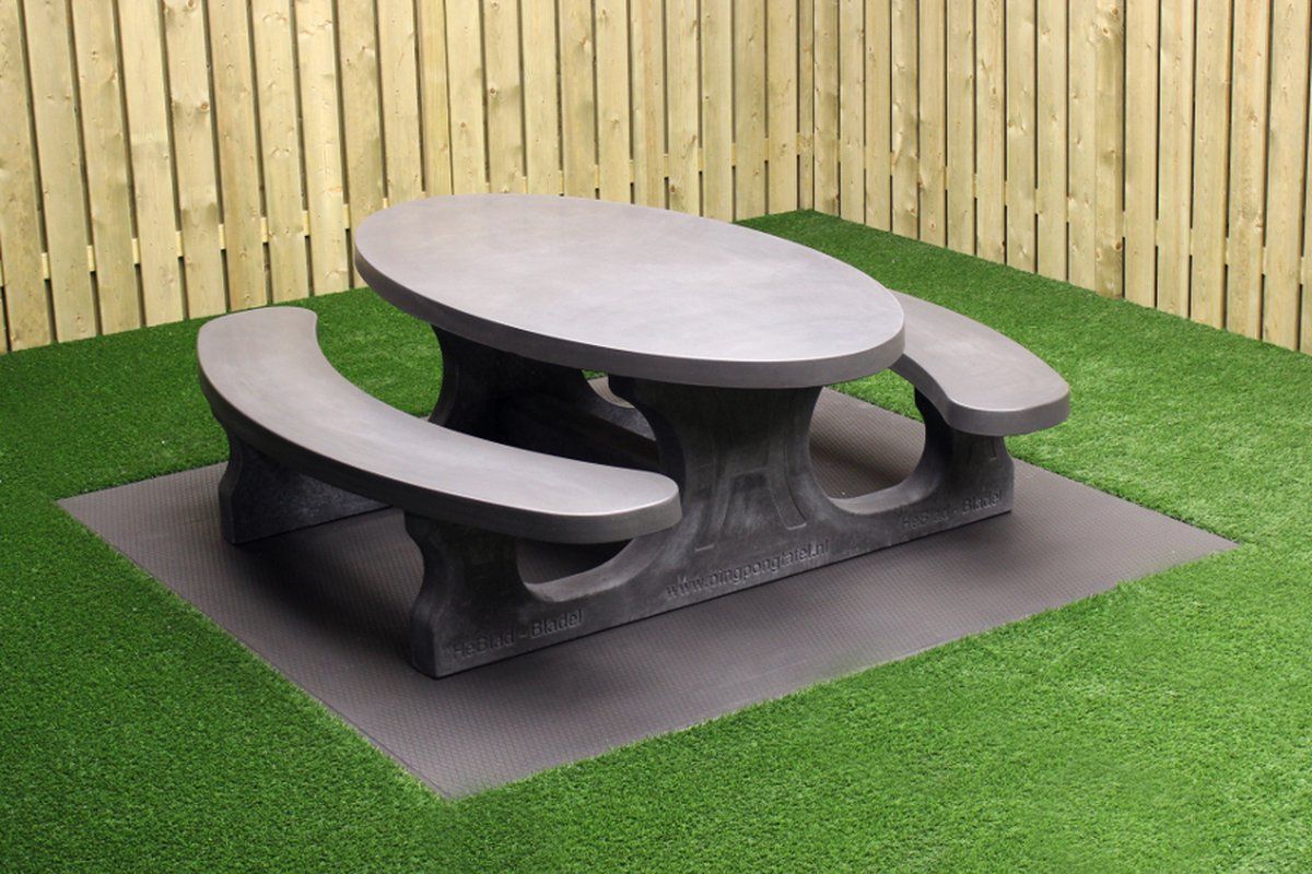 rockwood® betonnen picknickset antraciet beton ovaal 2.10m