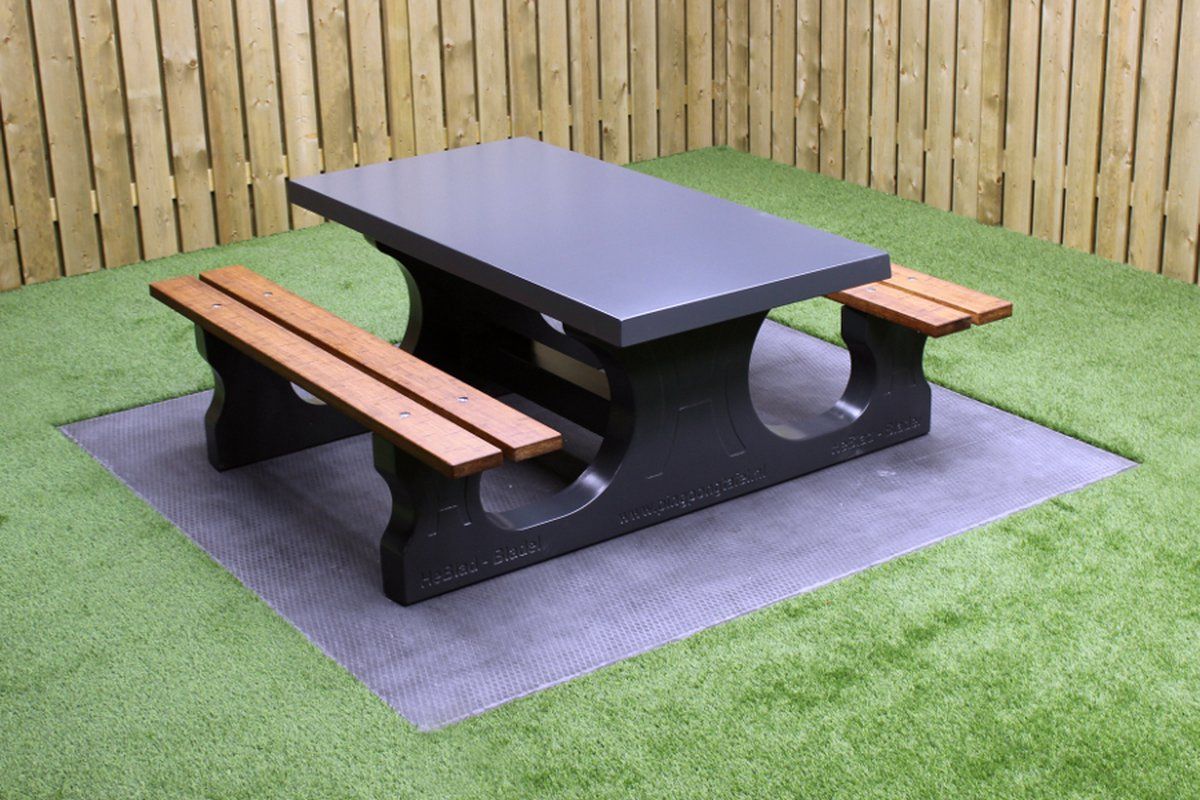 rockwood® betonnen picknickset deluxe antraciet gelakt 7016 1.80m