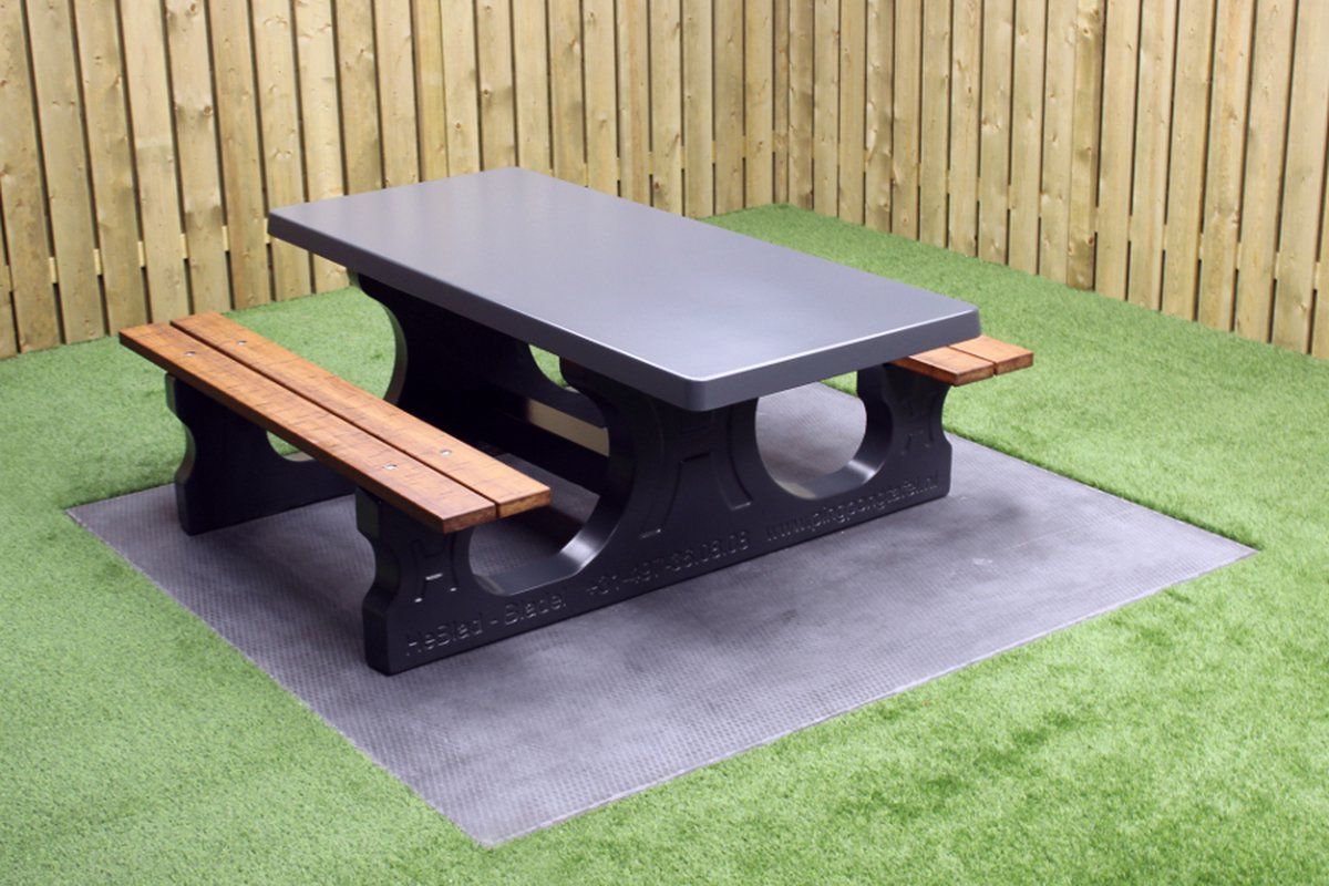 rockwood® betonnen picknickset deluxe antraciet gelakt 7106 rolstoeltoegankelijk 2.10m