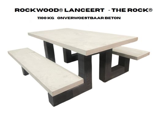 Rockwood® Betonnen Picknickset The Rock (Grijs/Antraciet) 2.00m