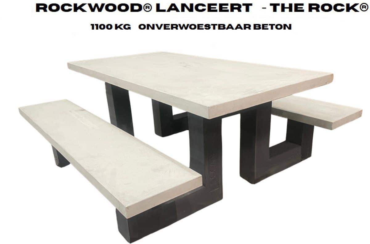 rockwood® betonnen picknickset the rock (grijs/antraciet) 2.00m