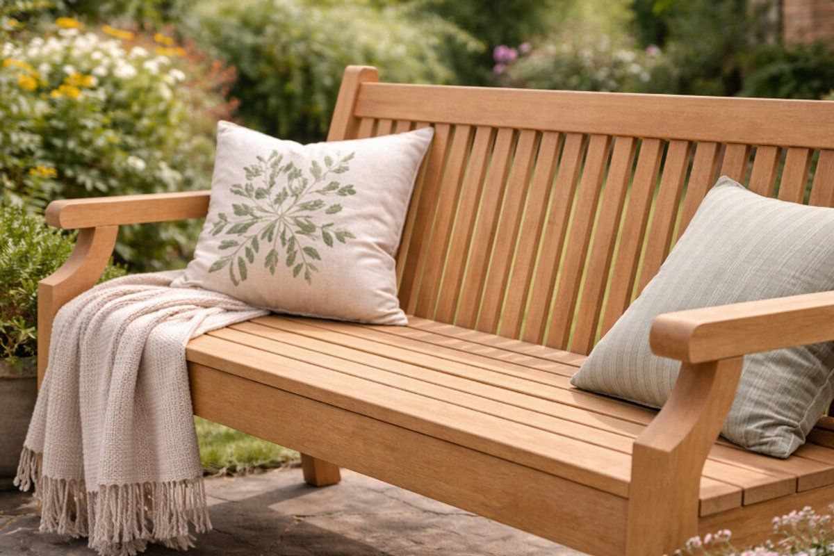 rockwood® parkbank sandwick kunststof new teak 1.20m 1.20m montage