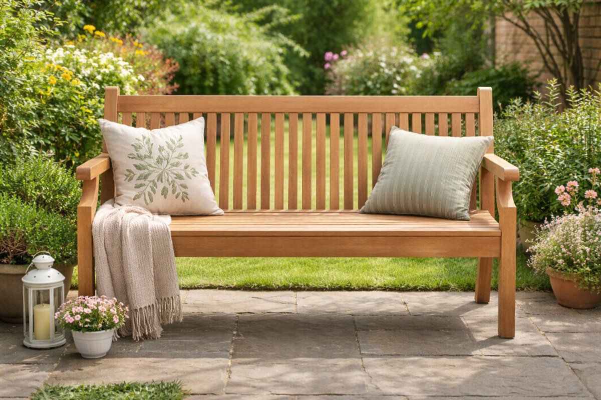 rockwood® parkbank sandwick kunststof new teak 1.60m 1.60m