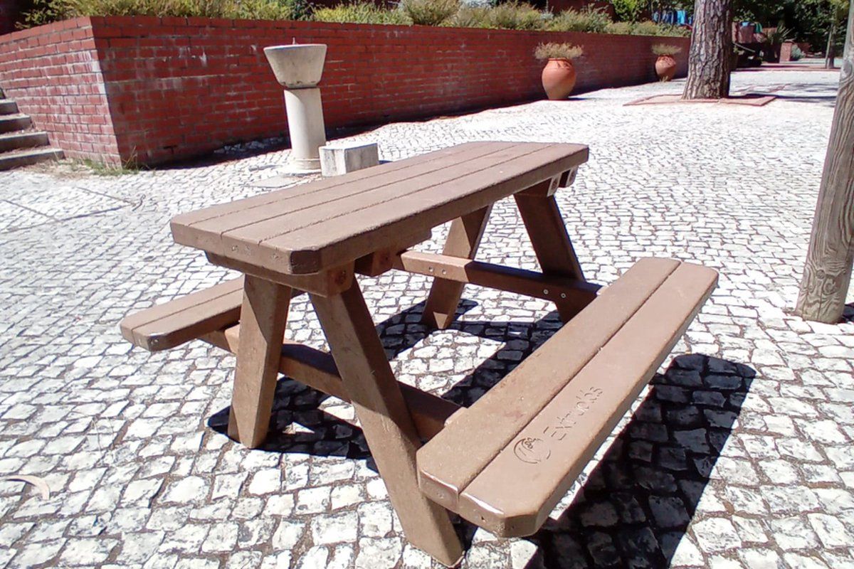 rockwood® parkbank woodblend zwaar kunststof light brown (85kg) 5cm