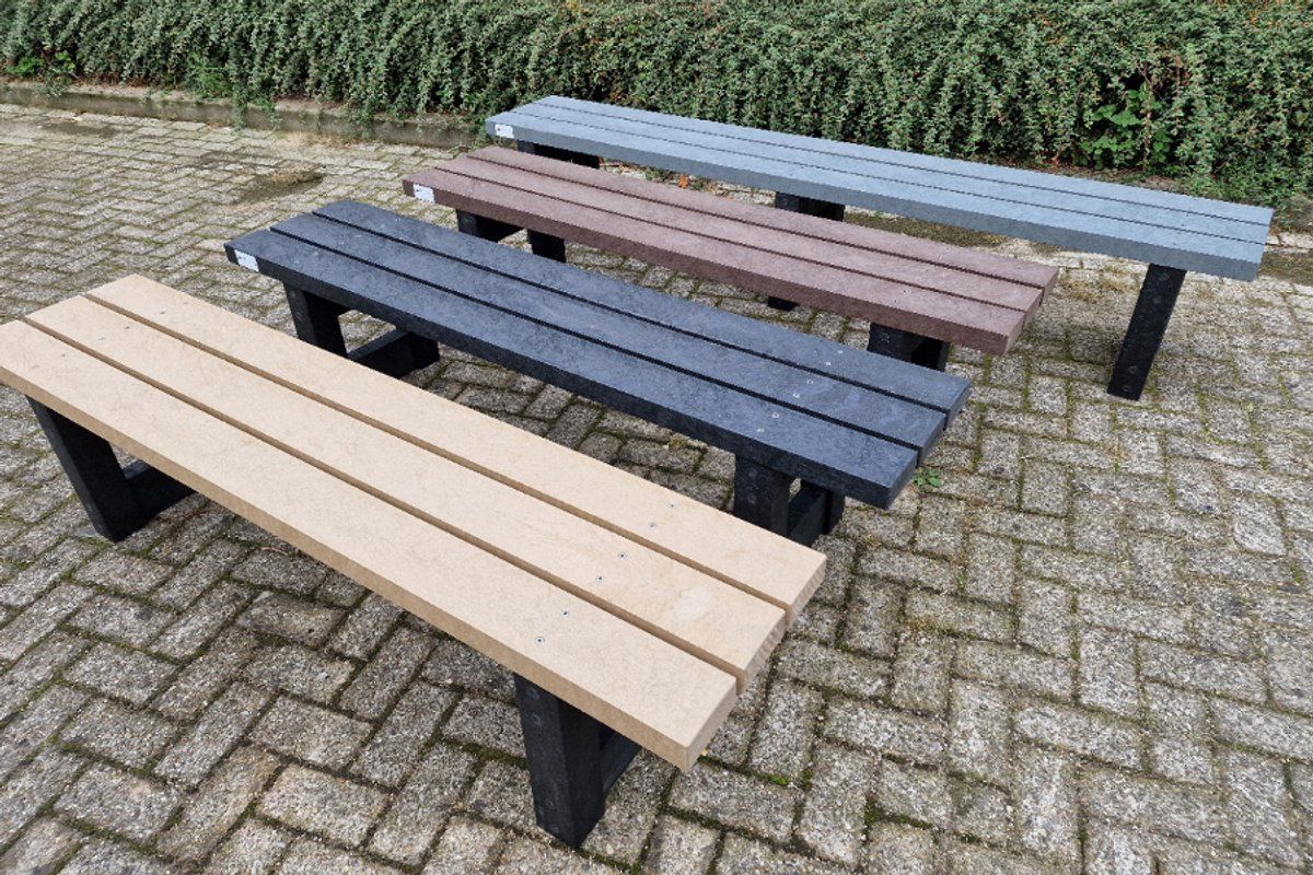 rockwood® zitbank lifelong zwaar kunststof (50kg) mineral grey 1.20m montage