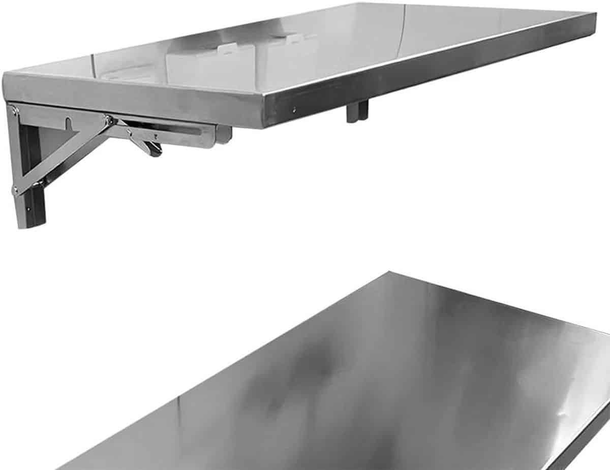 roestvrijstalen klaptafel wandmontage tafel ruimte besparen eenvoudig