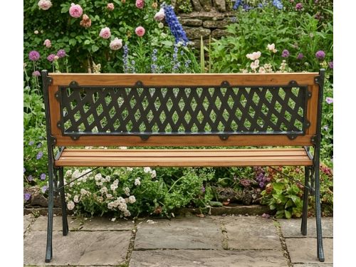 Romantic Luxe Tuinbank 2-zits - Klassieke Gietijzeren Parkbank met Houten