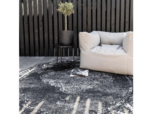Rond Buiten vloerkleed sage - Zwart - dubbelzijdig - EVA
