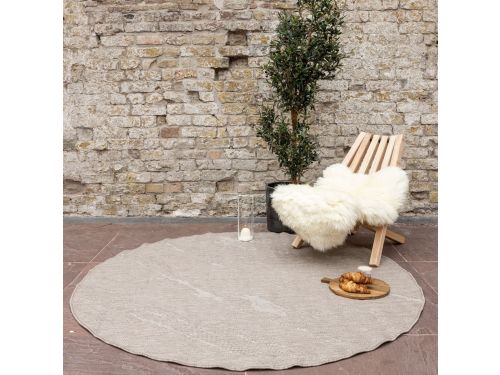 Rond Buitenkleed Marble - Naturel/wit - dubbelzijdig - EVA Interior