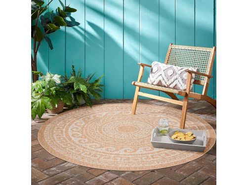 Rond Buitenkleed Natuurlijk Uiterlijk Waterbestendig Geschikt voor Terras en Balkon