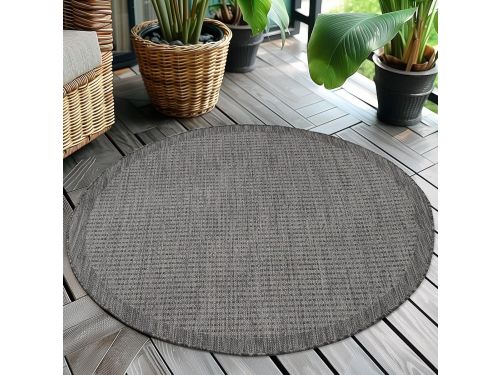 Rond Buitenkleed Zwart 120 cm - Weerbestendig Vloerkleed voor Balkon