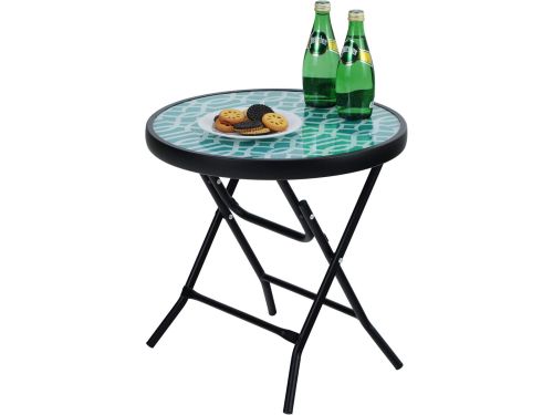 Ronde bijzettafel - Klaptafel tuintafel - Buitenmeubilair - Gehard glas