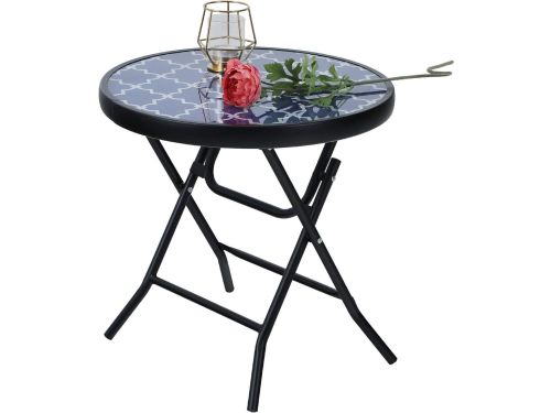Ronde bijzettafel - Kleine tafel - Buiten zitten - Inklapbaar