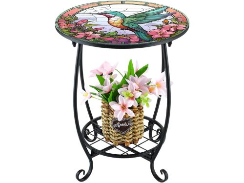 Ronde bijzettafel - Terrastafel buiten - Planten decoreren - Metalen