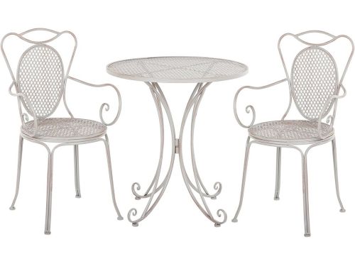 Ronde Bistroset met 2 Metalen Stoelen voor Balkon en Terras
