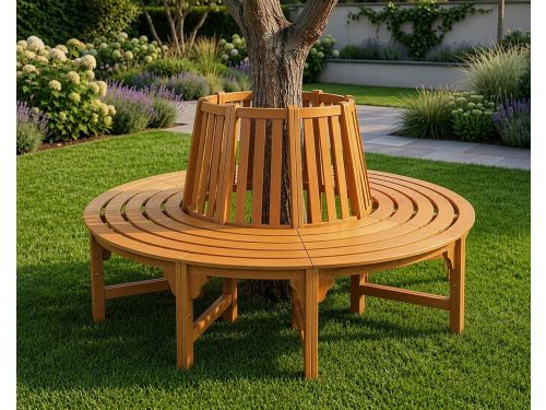 Ronde Boombank 360° Ø190 cm van Eucalyptushout - FSC® Gecertificeerd