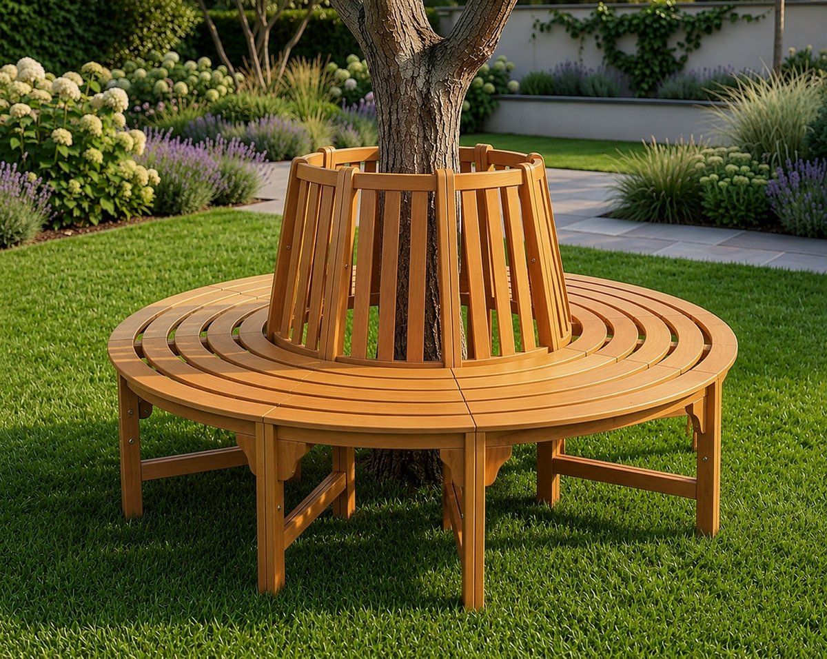 ronde boombank 360° Ø190 cm van eucalyptushout fsc® gecertificeerd