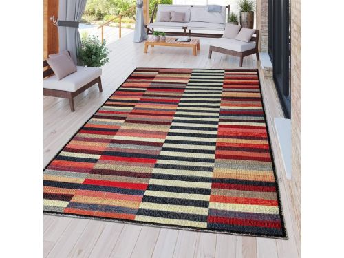 Ronde Buitenmat Weerbestendig Boho Stijl 200 cm Rood Zwart Beige