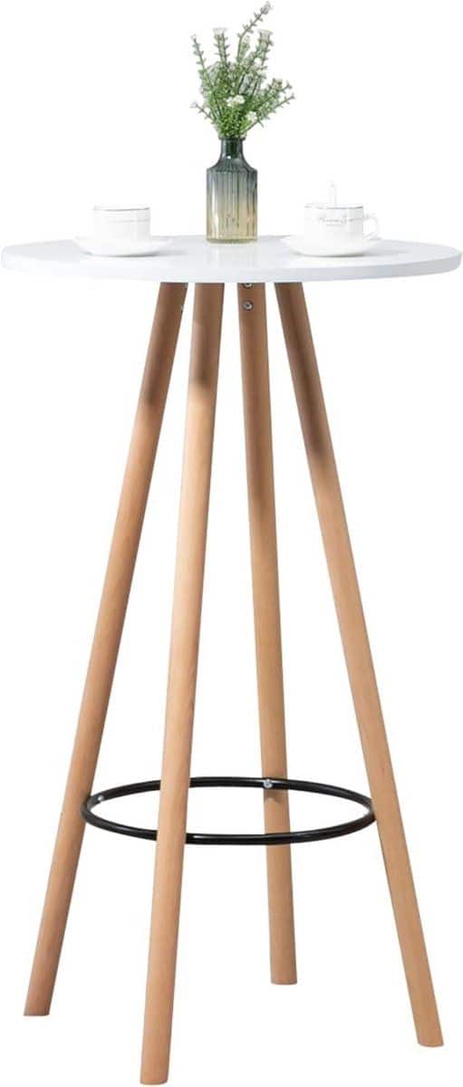 ronde hoge bartafel met houten poten scandinavische partytafel
