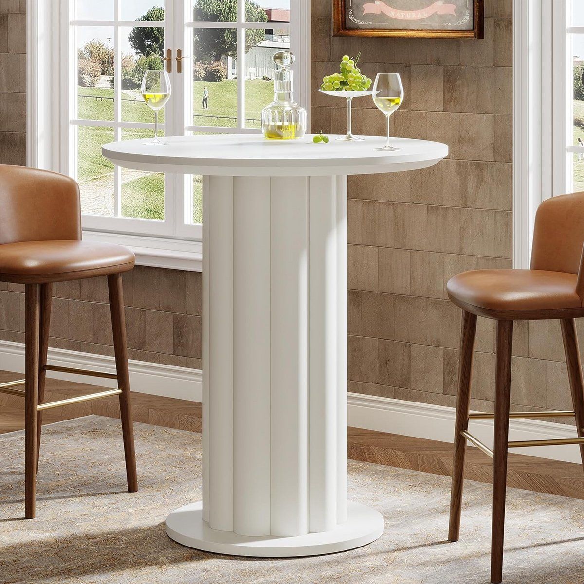 ronde hoge bartafel met klassieke pilaarvoet pub tafel voor