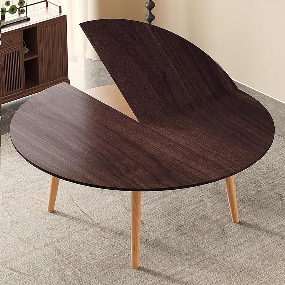 ronde houten tafel klaptafel eten en bijeenkomsten