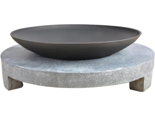 Ronde vuurschaal op granieten sokkel - Gietijzeren vuurkorf met tafel