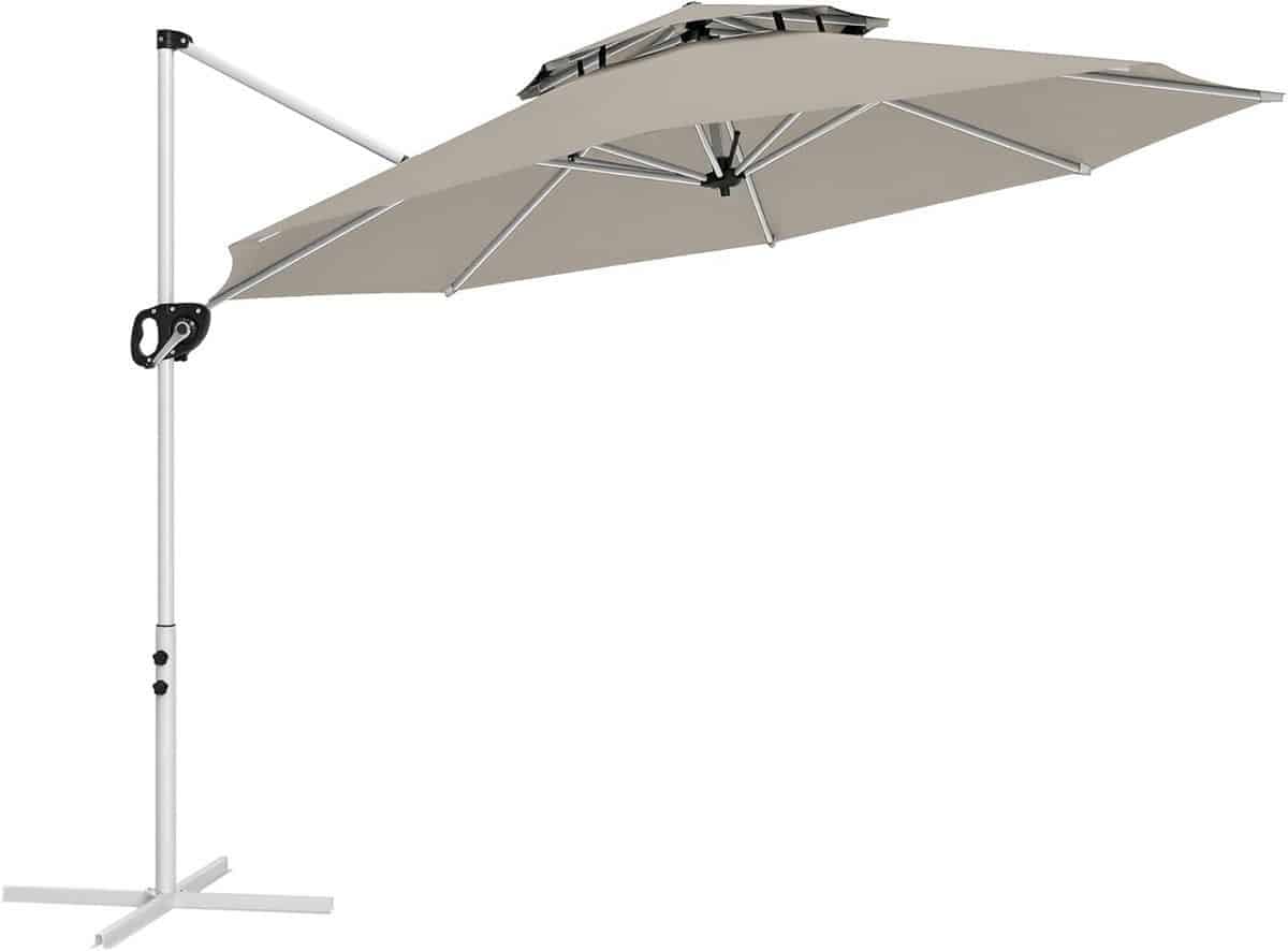 ronde zweefparasol 3 meter kantelbaar en 360 graden draaibaar met