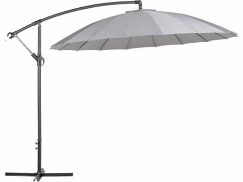 Ronde zweefparasol donkergrijs polyester UV-bescherming 268 cm