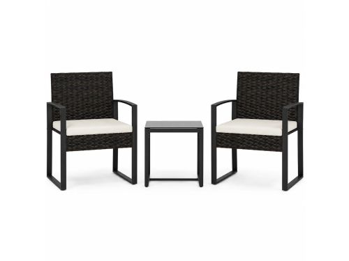 RosaBloom luxe rotan bistroset 3-delig - Tuinmeubelset met 2 tuinstoelen