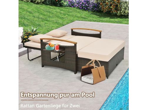 Rotan Tuinbank met Ligfunctie 164 x 72 x 88 cm