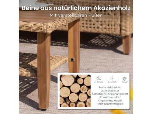 Rotan tuinmeubelset 4-persoons - 3-delig balkon- en terrasmeubilair met chaise