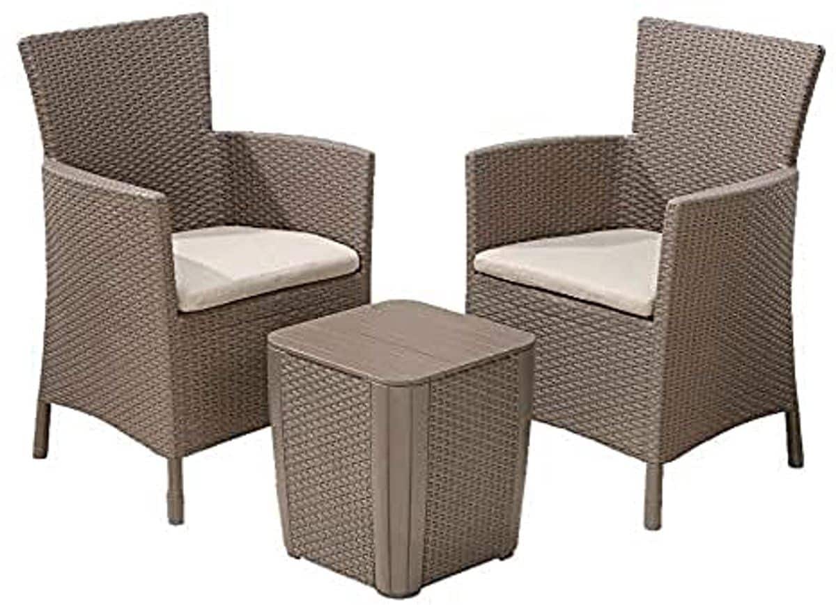 ruimtebesparende rattan balkonset 3 delig beige tuinmeubilair