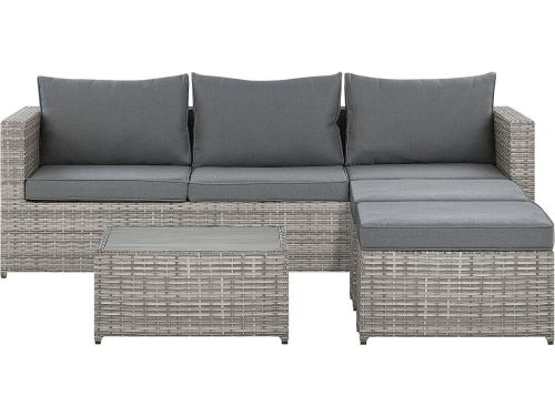 SABBIA - Loungeset 5-zits hoek rechts - Lichtgrijs - PE