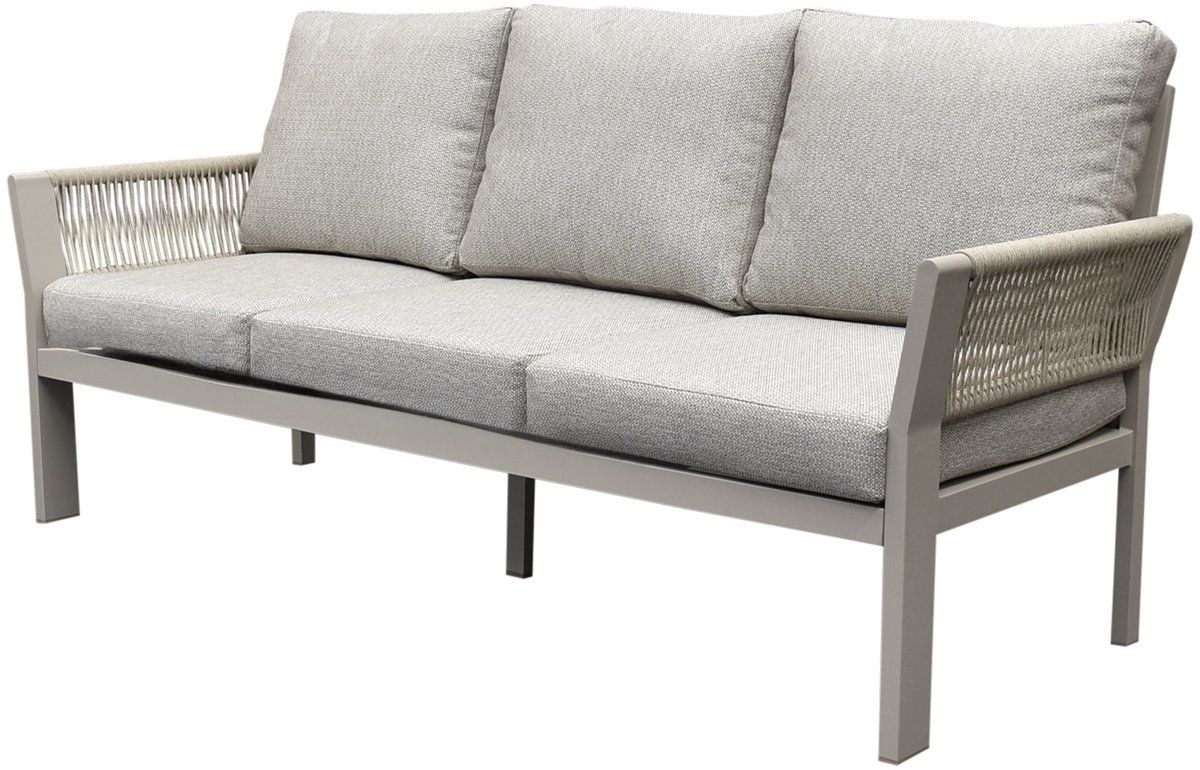 saigon 3 zitsbank aluminium latte soft grey kussens