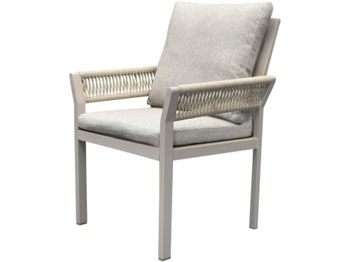 Saigon dining tuinstoel aluminium latte soft grey kussens