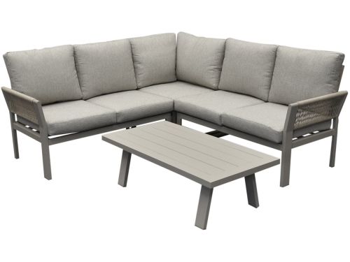 Saigon hoek loungeset 4 delig latte zand aluminium