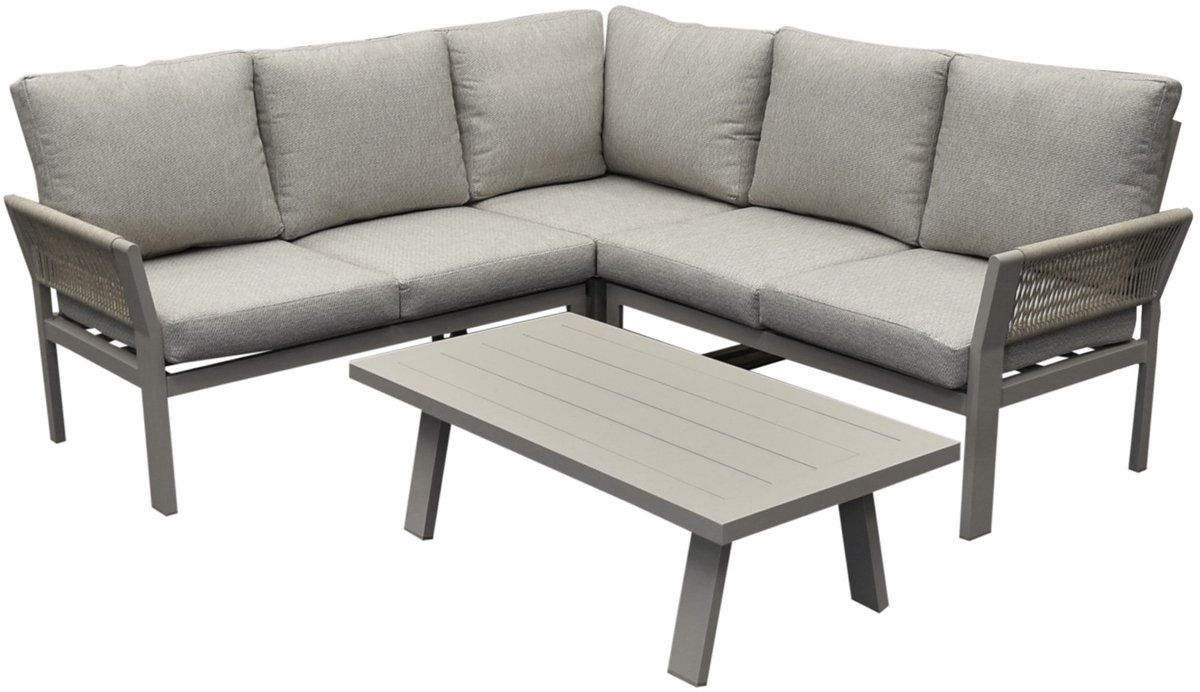 saigon hoek loungeset 4 delig latte zand aluminium