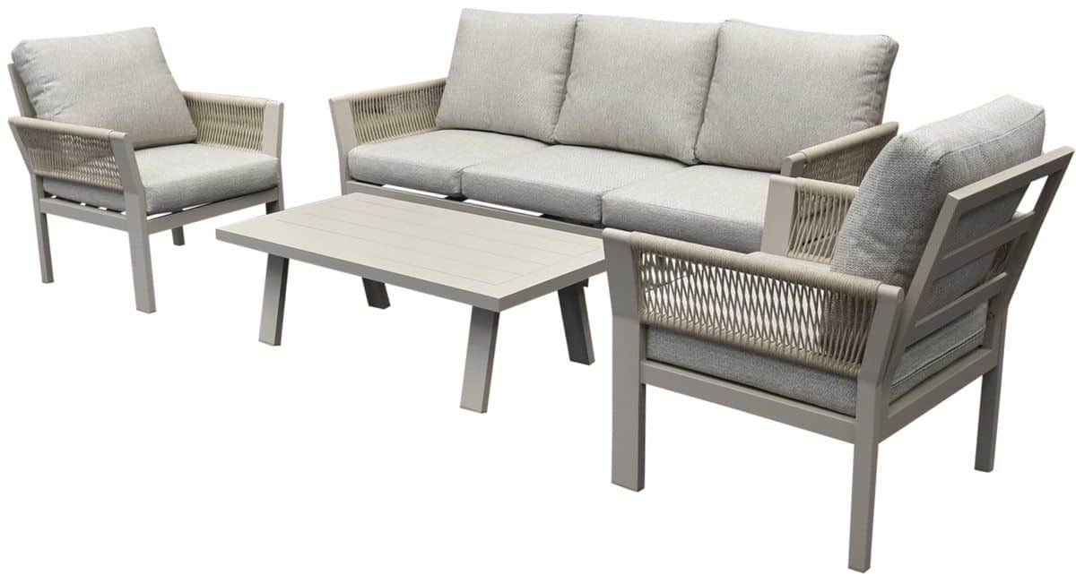 saigon stoel bank loungeset 4 delig latte zand aluminium